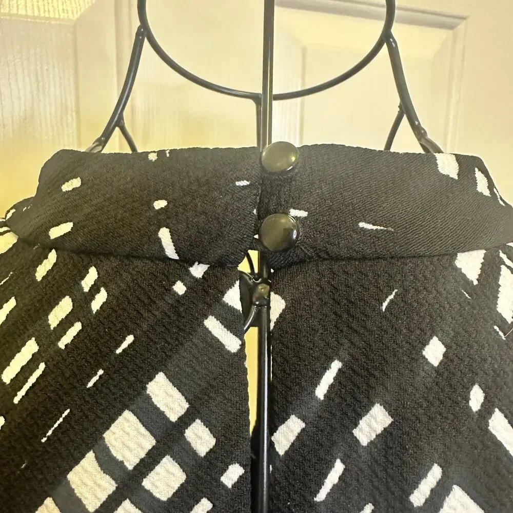 CHRIS MCLAUGHLIN 24W A-Line Shift Career Dress Women Black&White Geometric Dress